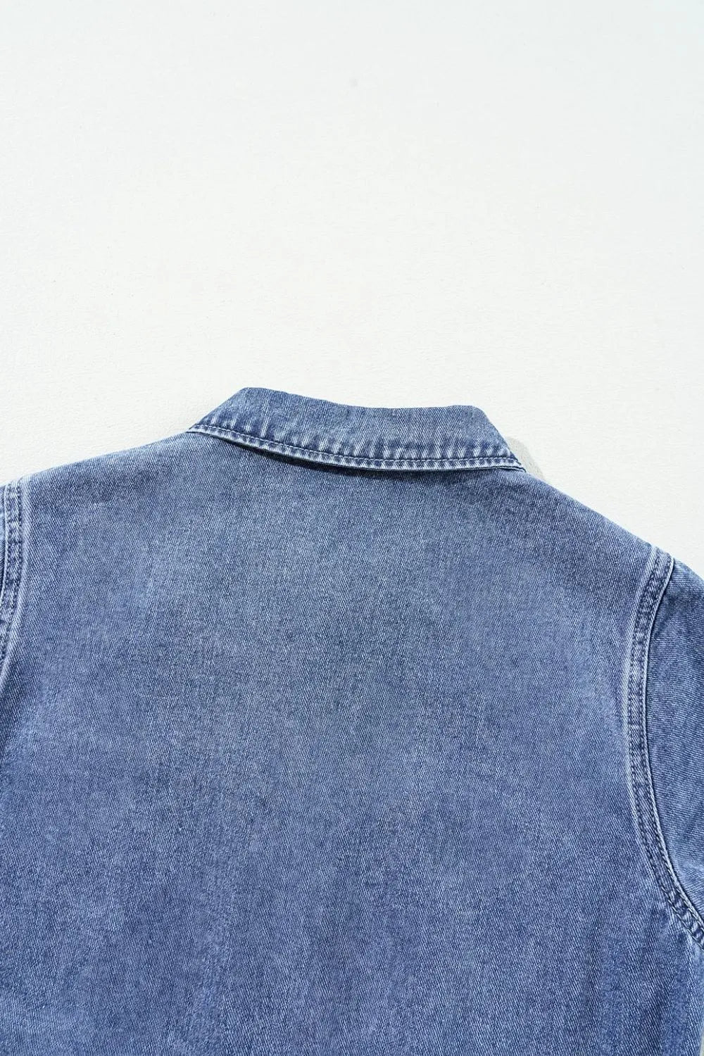 Chest Pocket Front Buttoned Folded Edge Denim Short Sleeve Romper - Valley Mimosa