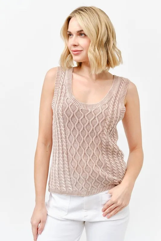 And The Why Washed Scoop Neck Sweater Tank - Valley Mimosa