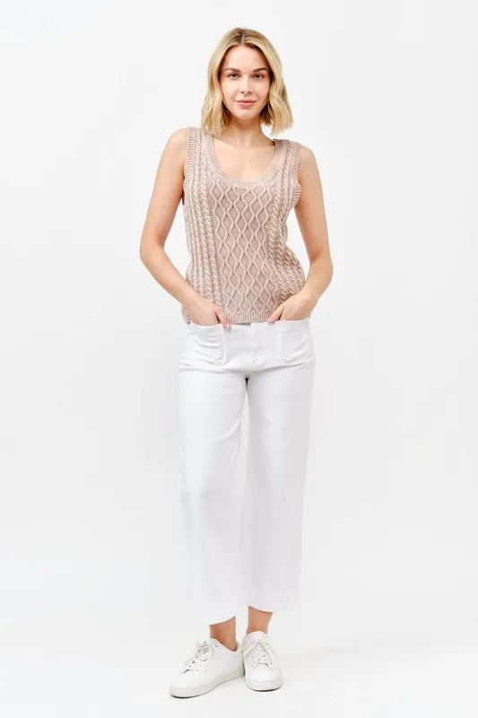 And The Why Washed Scoop Neck Sweater Tank - Valley Mimosa