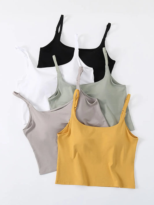 Scoop Neck Cropped Cami with Chest Pads - Valley Mimosa