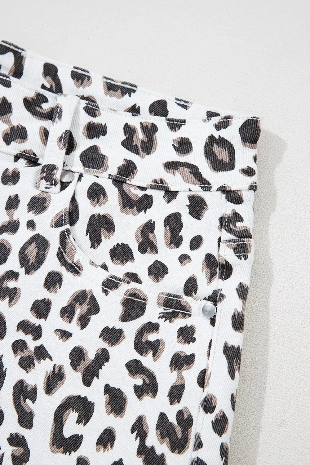 Leopard Frayed Hem Denim Shorts - Valley Mimosa