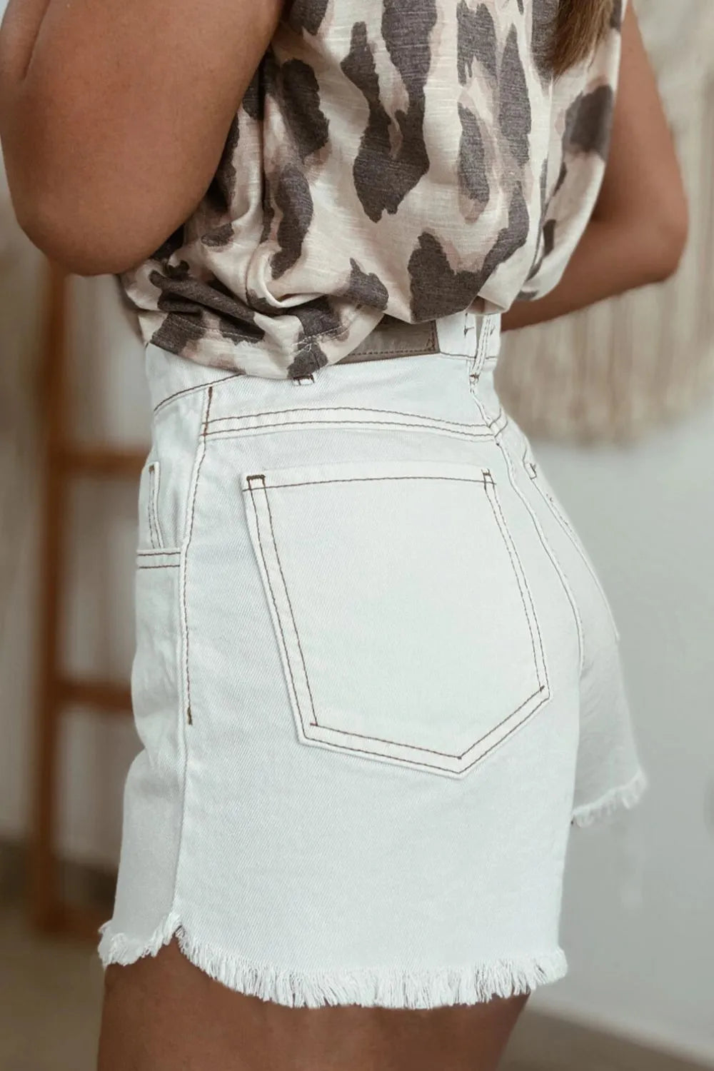 Raw Hem High Waist Denim Shorts - Valley Mimosa