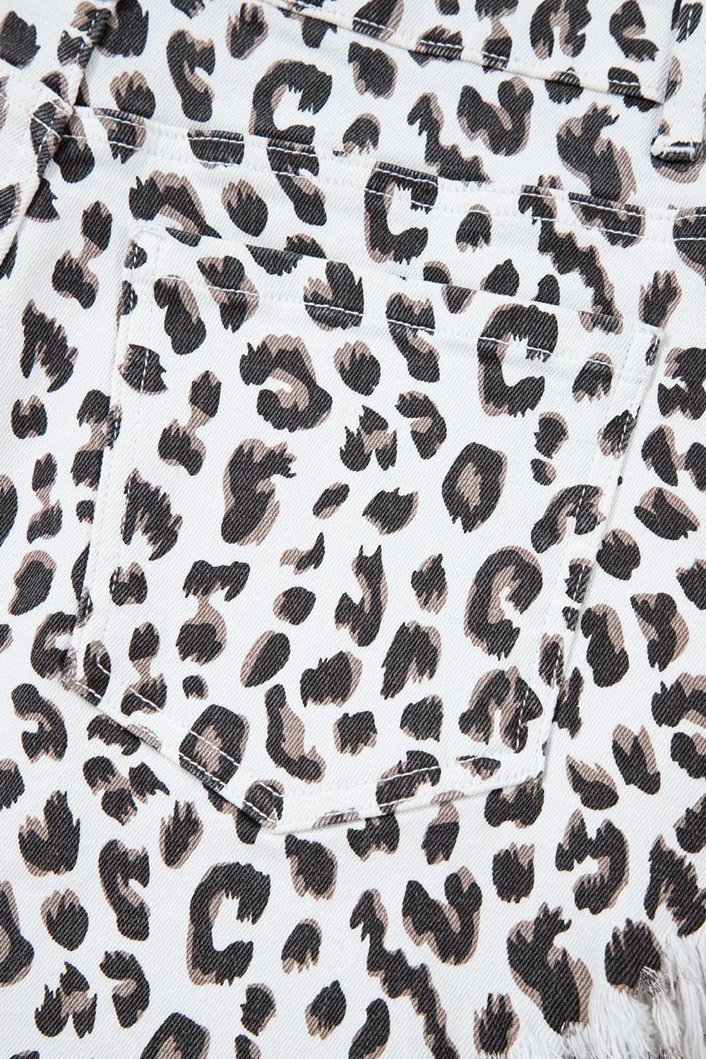 Leopard Frayed Hem Denim Shorts - Valley Mimosa