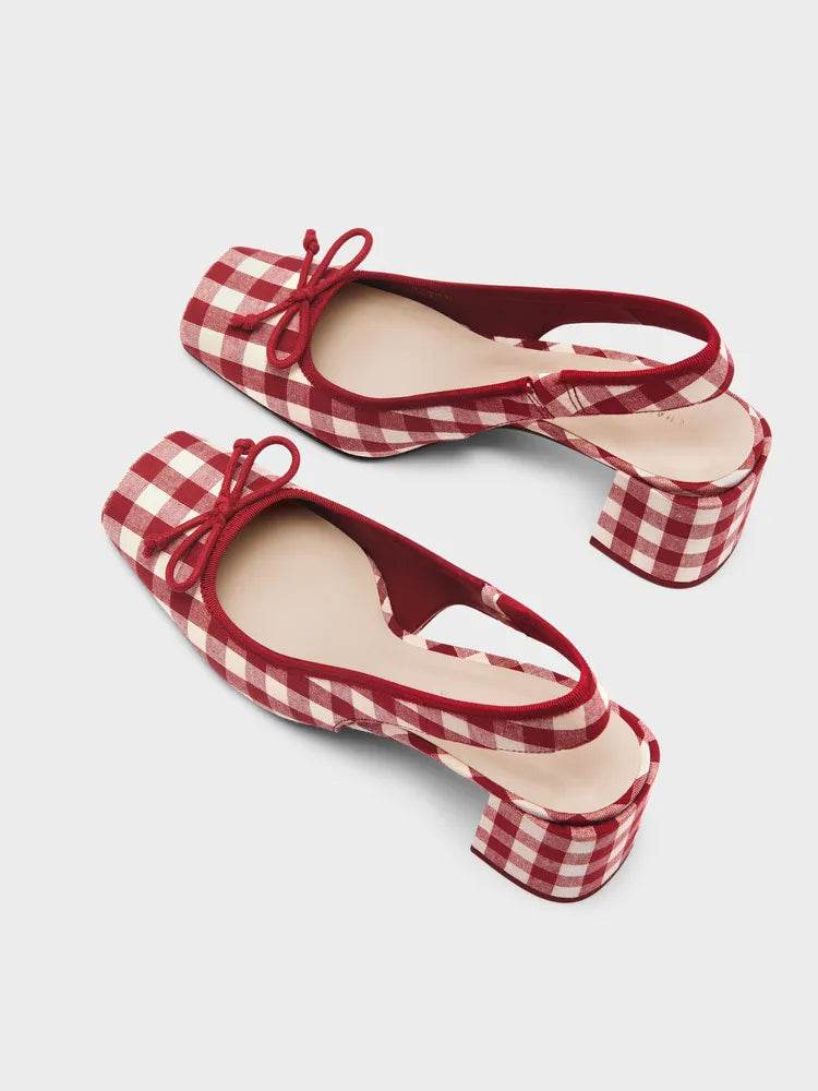 Square Toe Block Heels Pumps - Valley Mimosa