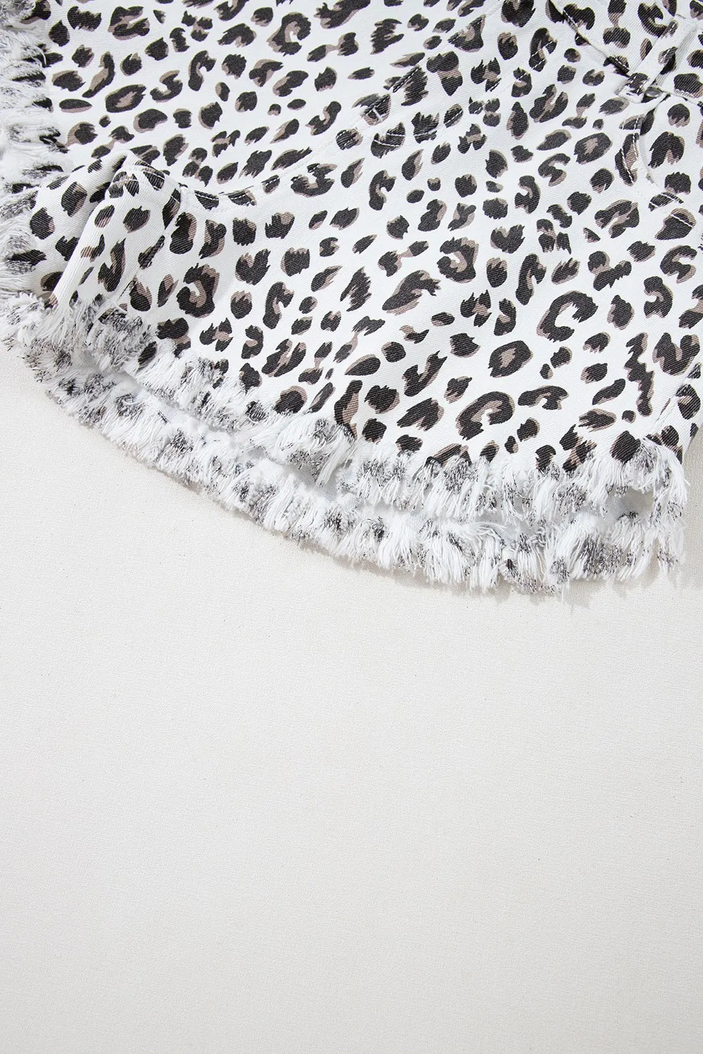 Leopard Frayed Hem Denim Shorts - Valley Mimosa