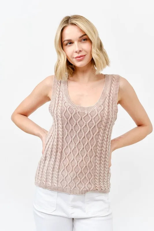 And The Why Washed Scoop Neck Sweater Tank - Valley Mimosa