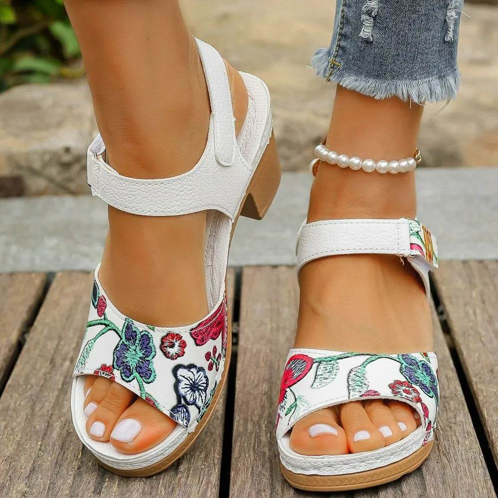 Open Toe Block Heels Sandals - Valley Mimosa