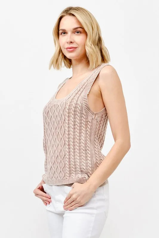 And The Why Washed Scoop Neck Sweater Tank - Valley Mimosa