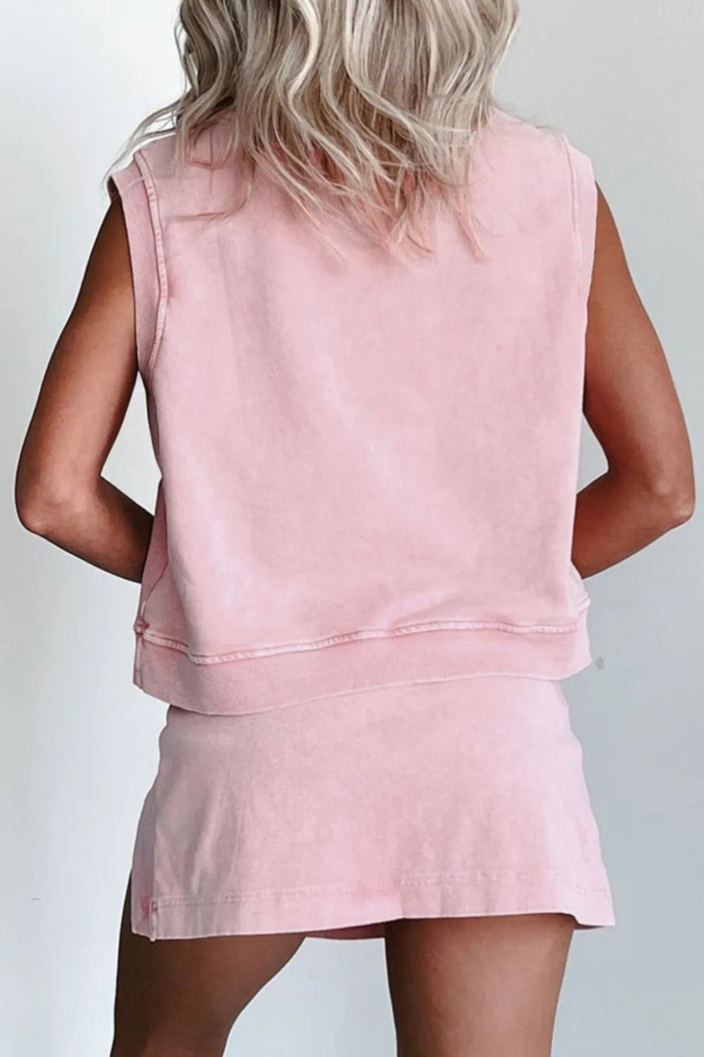 Mineral Wash Cotton Tank Top and Slit Skort Set - Valley Mimosa