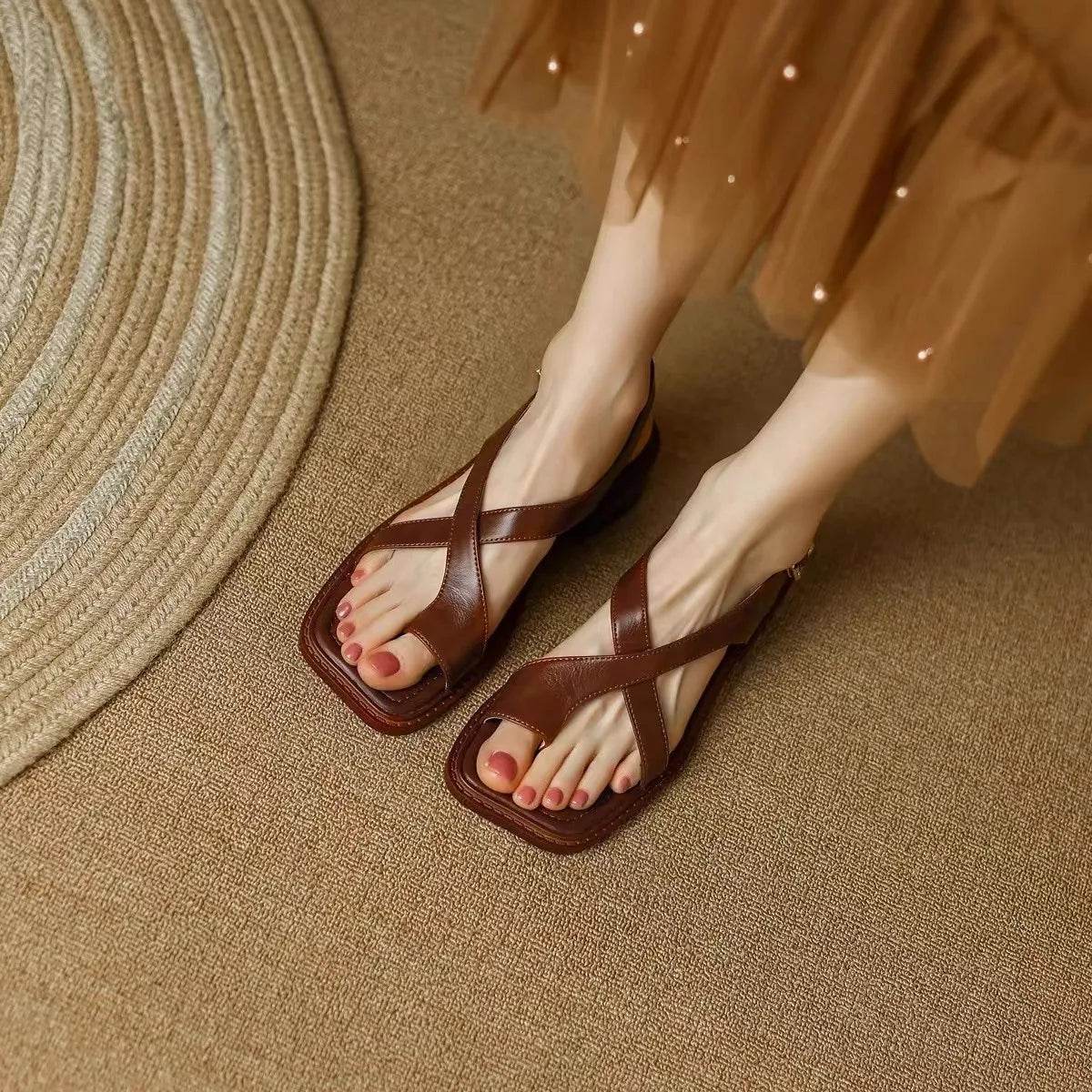 Toe Loop Flats Sandals - Valley Mimosa