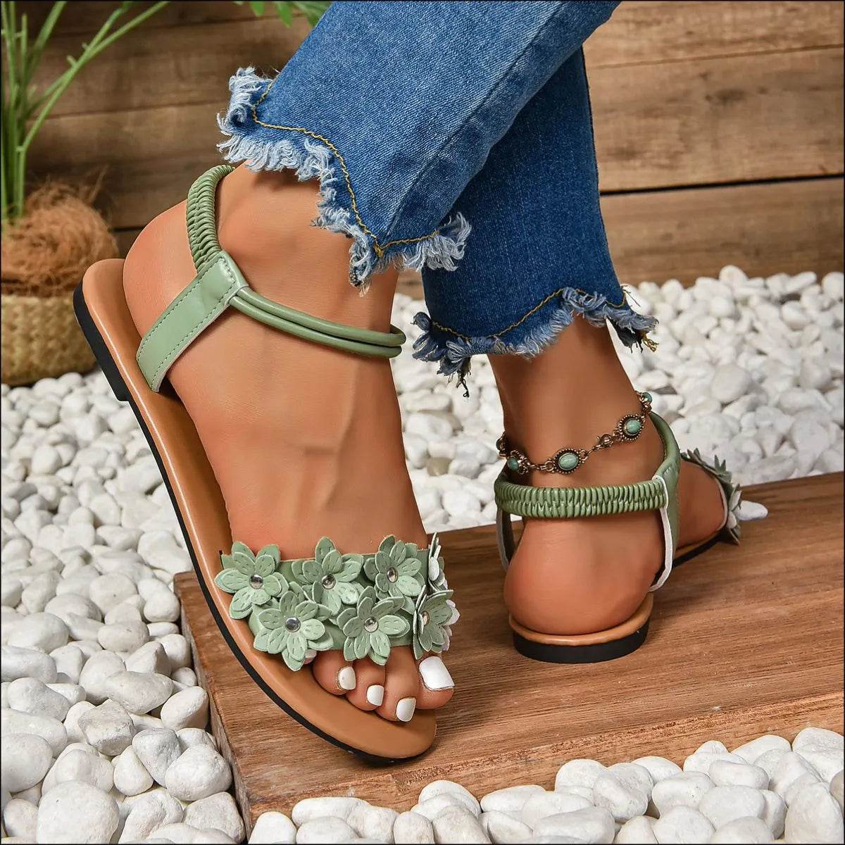 Open Toe Flats Sandals - Valley Mimosa