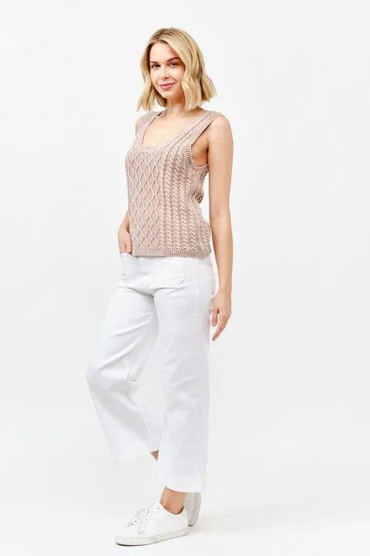 And The Why Washed Scoop Neck Sweater Tank - Valley Mimosa