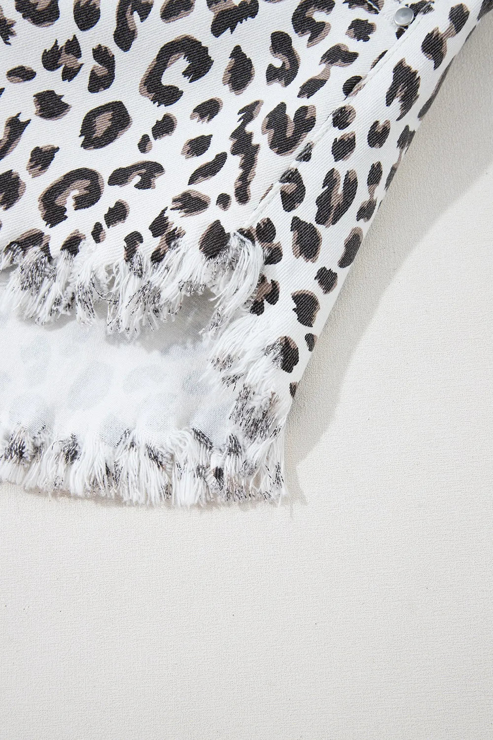 Leopard Frayed Hem Denim Shorts - Valley Mimosa