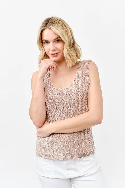And The Why Washed Scoop Neck Sweater Tank - Valley Mimosa